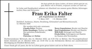 Traueranzeige Erika Falter