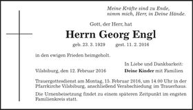 Traueranzeige Georg Engl