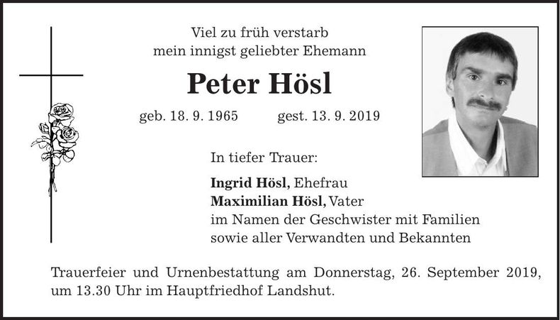 Traueranzeige Peter Hösl