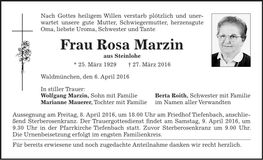 Traueranzeige Rosa Marzin