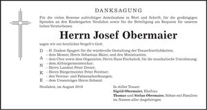Traueranzeige Josef Obermaier