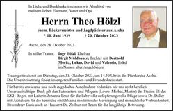 Traueranzeige Theo Hölzl