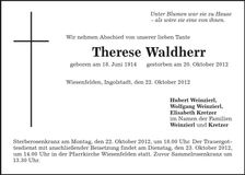 Traueranzeige Therese Waldherr