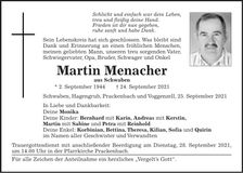 Traueranzeige Menacher Martin