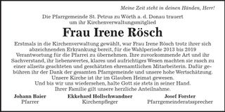 Traueranzeige Irene Rösch