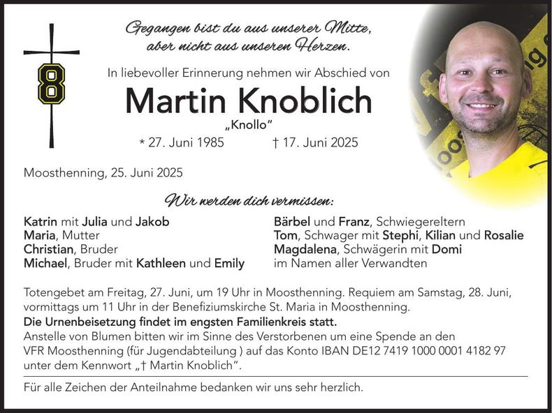 Traueranzeige Martin Knoblich