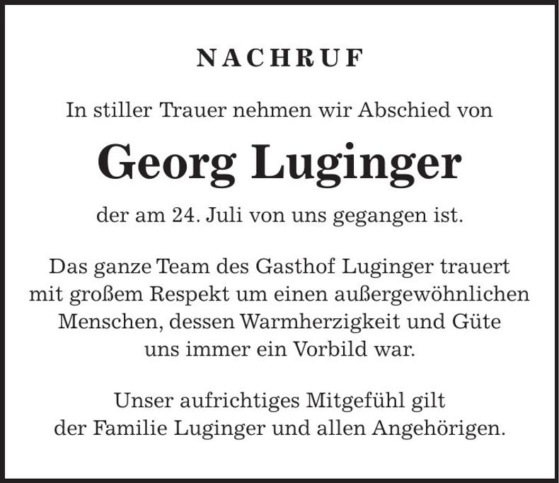 Traueranzeige Georg Luginger