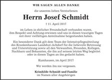 Traueranzeige Josef Schmidt
