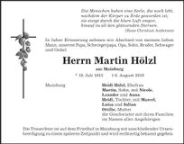 Traueranzeige Martin Hölzl