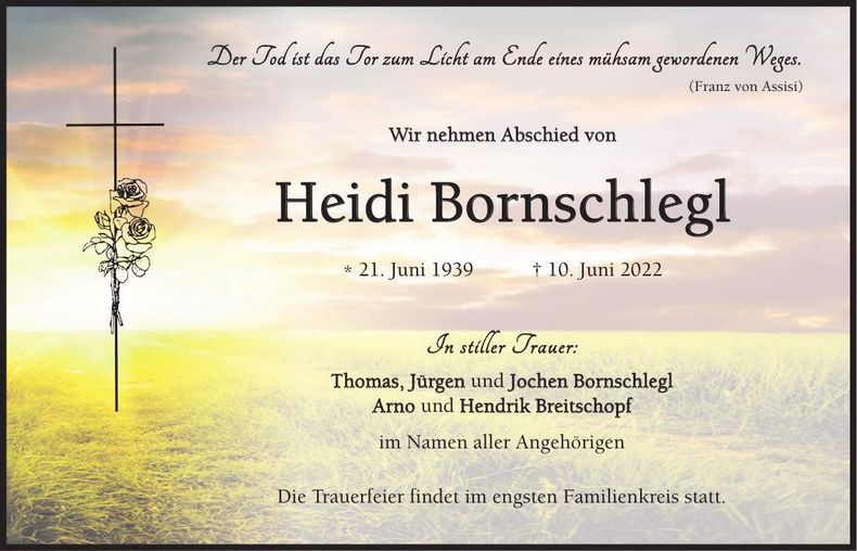 Traueranzeige Heidi Bornschlegl