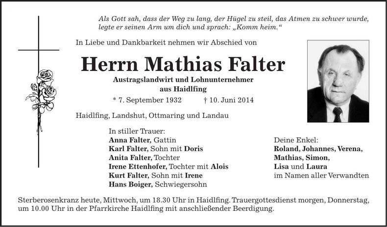 Traueranzeige Mathias Falter