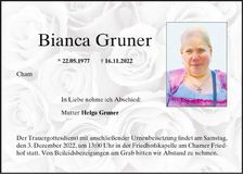 Traueranzeige Bianca Gruber