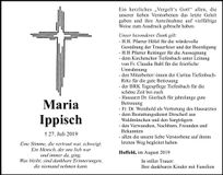 Traueranzeige Maria Ippisch