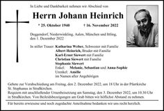 Traueranzeige Johann Heinrich
