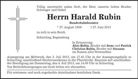 Traueranzeige Harald Rubin