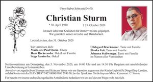 Traueranzeige Christian Sturm