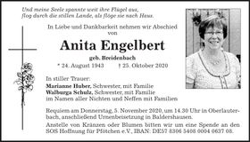 Traueranzeige Anita Engelbert