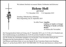 Traueranzeige Helene Holl