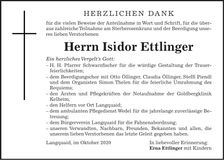 Traueranzeige Isidor Ettlinger