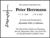 Traueranzeige Peter Herrmann
