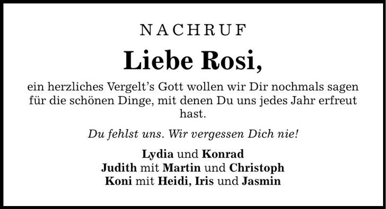 Traueranzeige Rosa Brütting