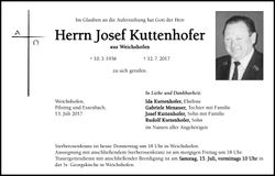 Traueranzeige Josef Kuttenhofer