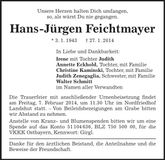 Traueranzeige Hans-Jürgen Feichtmayer