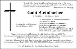 Traueranzeige Gabi Steinbacher