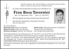 Traueranzeige Rosa Tavernier