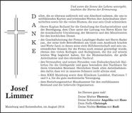Traueranzeige Josef Limmer
