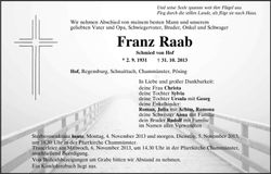 Traueranzeige Franz Raab