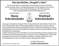 Traueranzeige Maria und Winfried Scheckenhofer