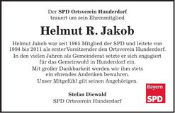 Traueranzeige Helmut Jakob
