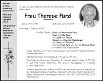Traueranzeige Therese Parzl