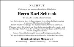 Traueranzeige Karl Schrenk