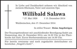 Traueranzeige Willibald Salawa