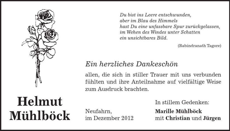 Traueranzeige Helmut Mühlböck