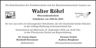 Traueranzeige Walter Röhrl