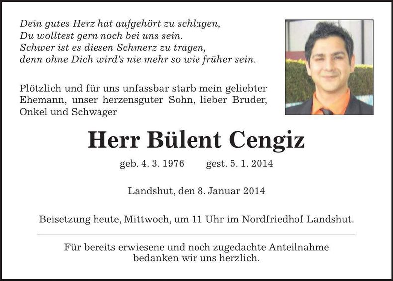 Traueranzeige Bülent Cengiz