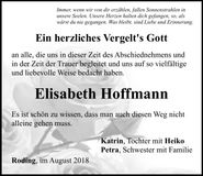 Traueranzeige Elisabeth Hoffmann