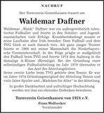 Traueranzeige Waldemar Daffner