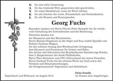 Traueranzeige Georg Fuchs