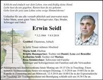 Traueranzeige Erwin Seidl