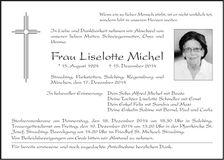 Traueranzeige Liselotte Michel