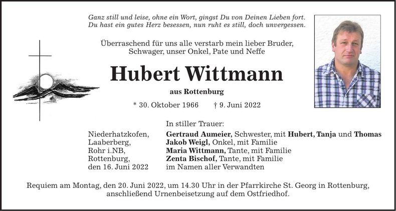 Traueranzeige Hubert Wittmann