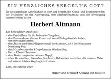 Traueranzeige Herbert Altmann