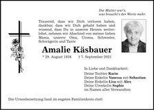Traueranzeige Amalie Käsbauer