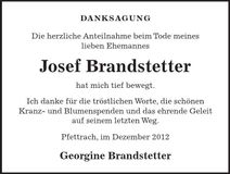 Traueranzeige Josef Brandstetter