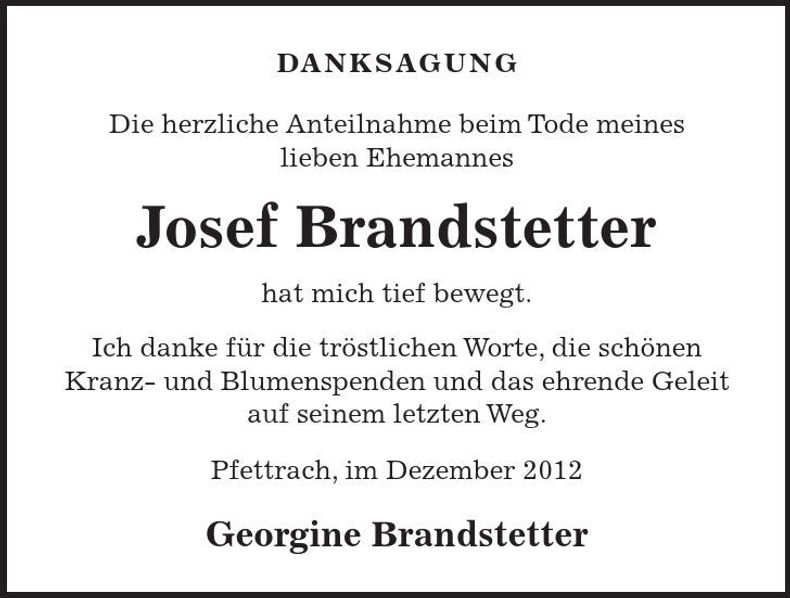 Traueranzeige Josef Brandstetter