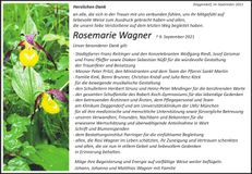 Traueranzeige Rosemarie Wagner